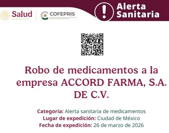 COFEPRIS informa sobre el robo de los medicamentos