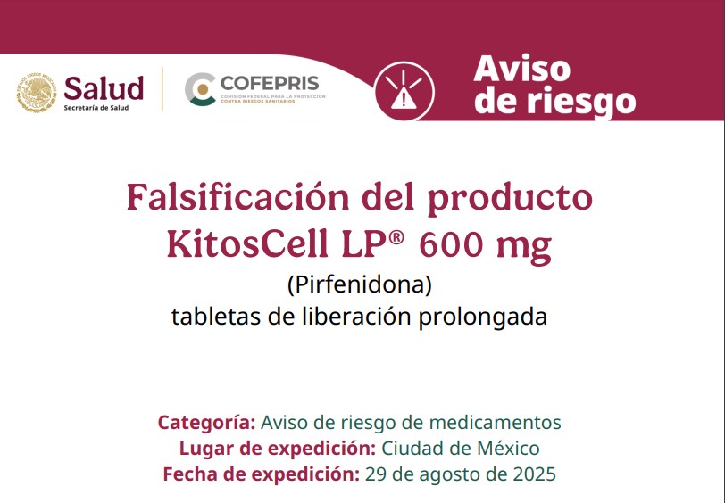 COFEPRIS informa sobre la falsificación del producto KitosCell LP