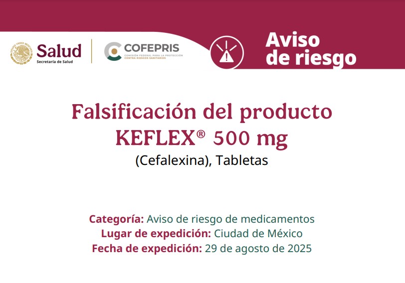 COFEPRIS informa sobre la falsificación del producto KEFLEX