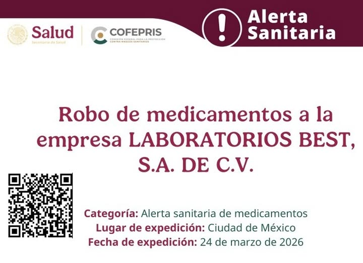 COFEPRIS informa sobre el robo de los medicamentos GINATRIFIL y DITIZIDOL FORTE