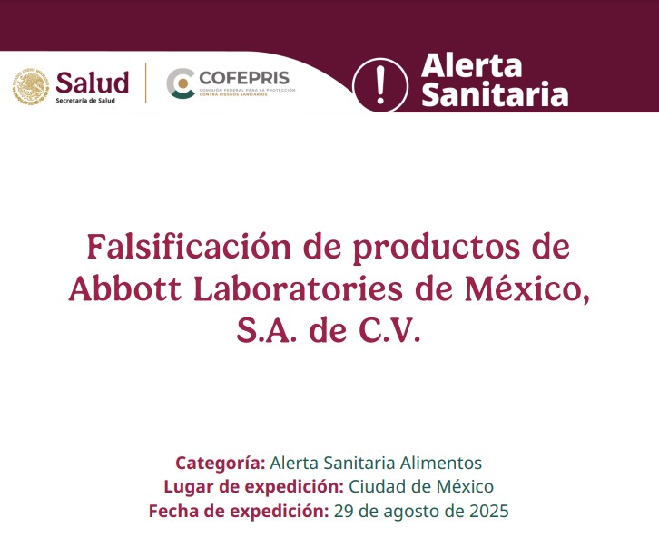 COFEPRIS informa sobre la falsificación de dos productos de la empresa ABBOTT LABORATORIES DE MÉXICO