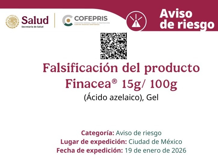 COFEPRIS informa sobre la falsificaci&oacute;n del producto Finacea&reg;