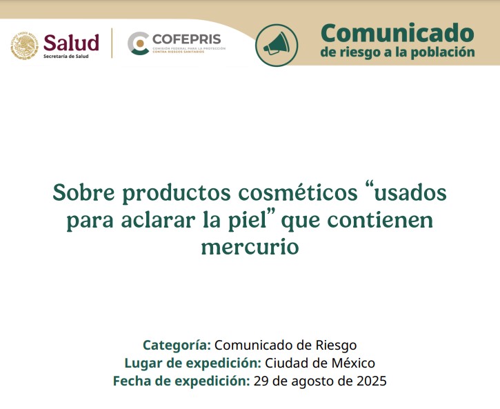 COFEPRIS informa sobre los riesgos para la salud por el uso de productos cosméticos “para aclarar la piel”