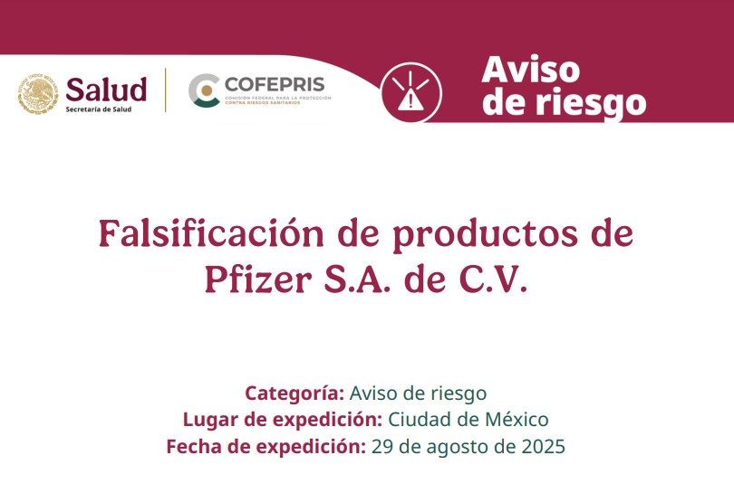 COFEPRIS informa a la población en general, sobre la falsificación de los productos Aldactone 100®